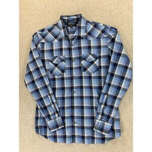 Banana Republic Slim Fit Pearl Snap Long‎ Sleeve Shirt (Men's Medium) Blue -